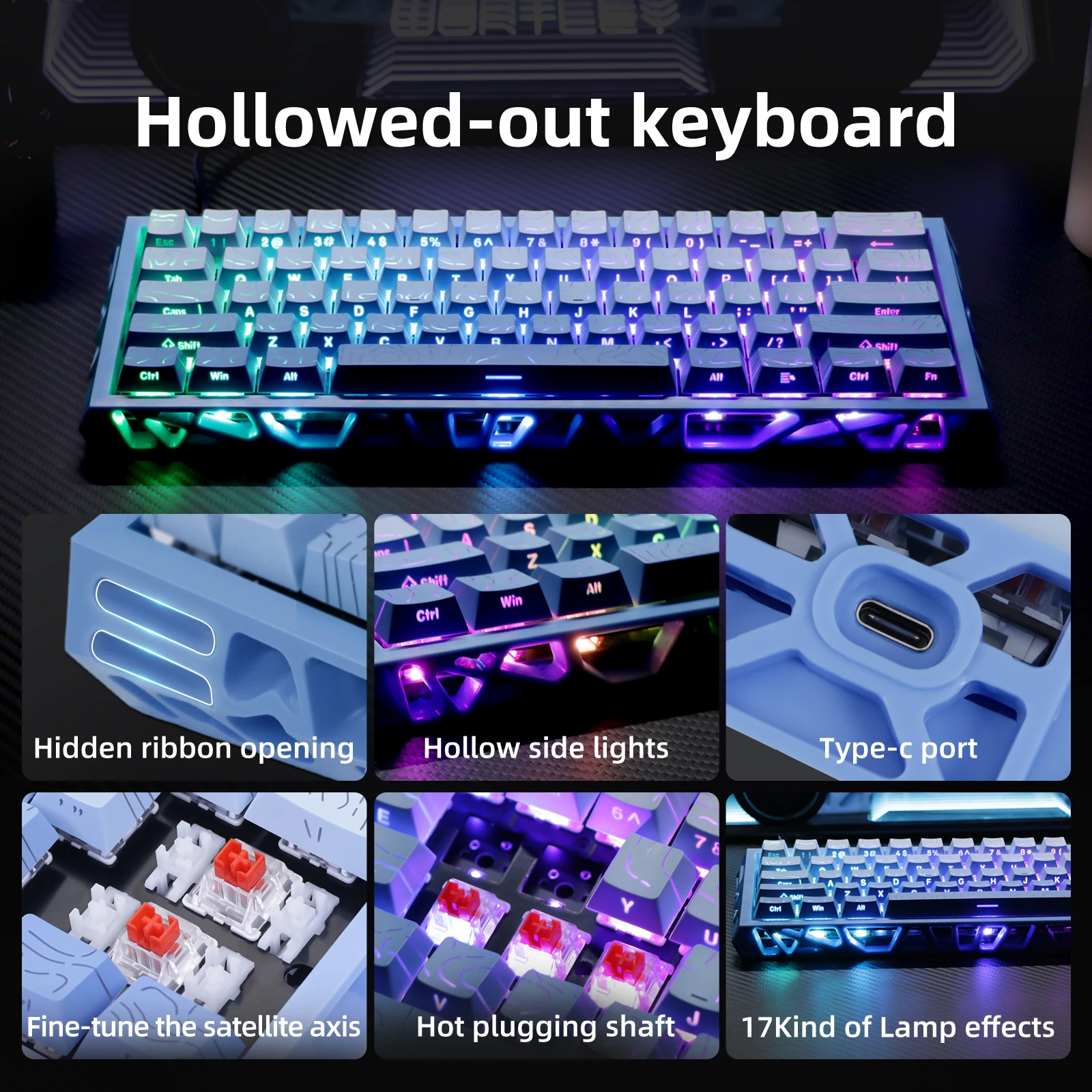 Kavlorn NJ61 RGB Mechanical Gaming Keyboard – Wired 61 Key Compact Keyboard - Image 6