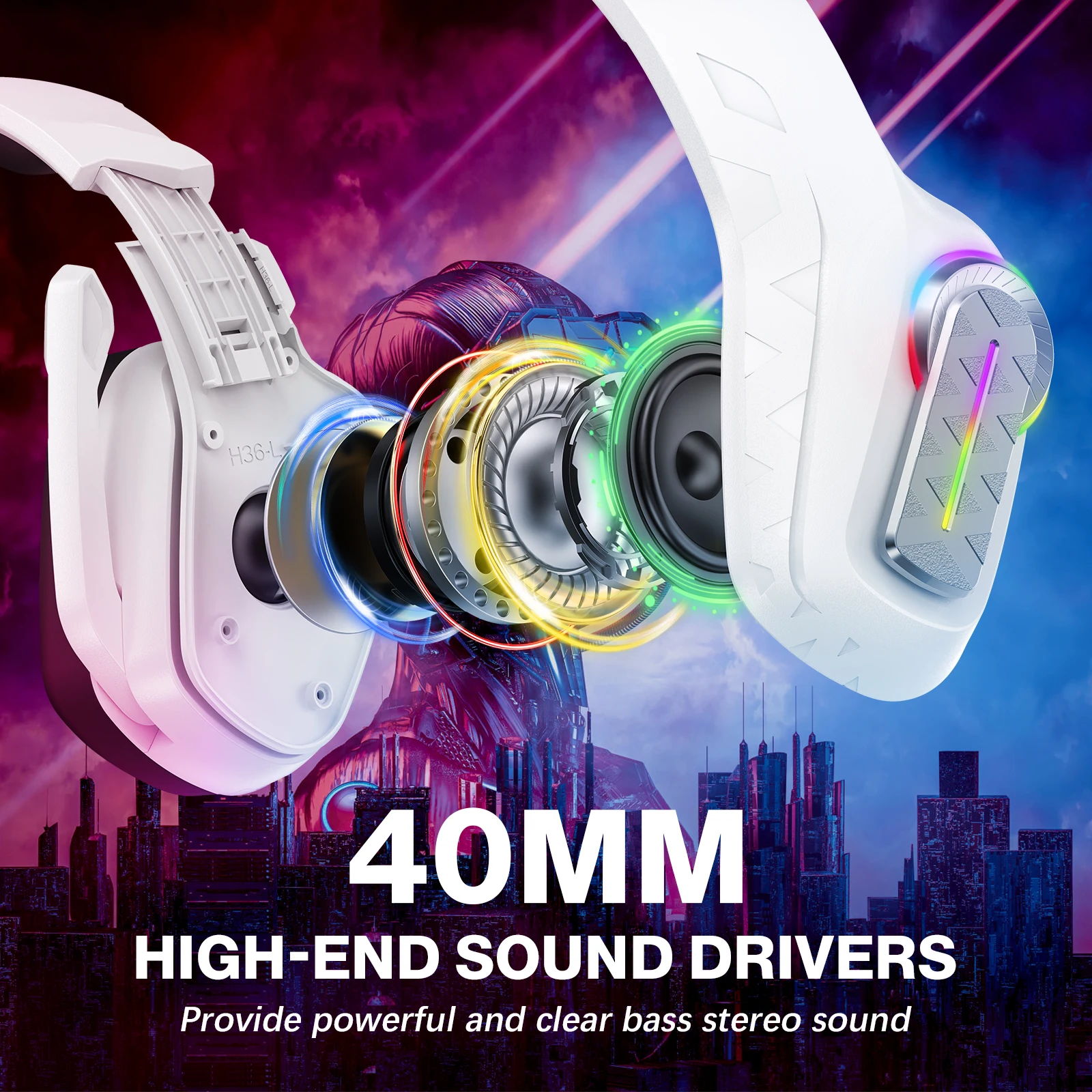 G4100 White Wired Gaming Headphones with Microphone & RGB - Image 6