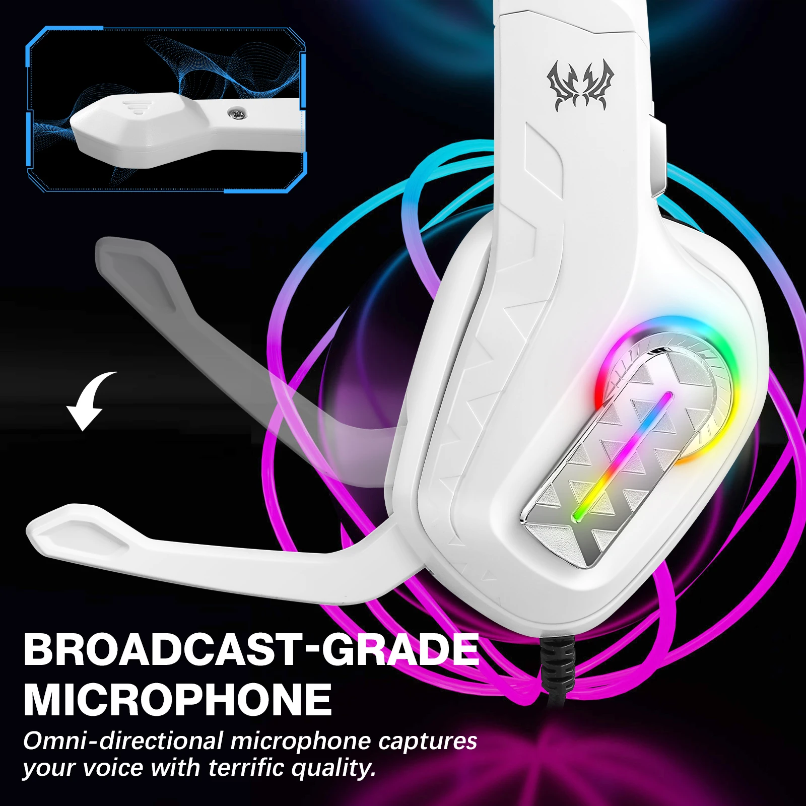G4100 White Wired Gaming Headphones with Microphone & RGB - Image 2