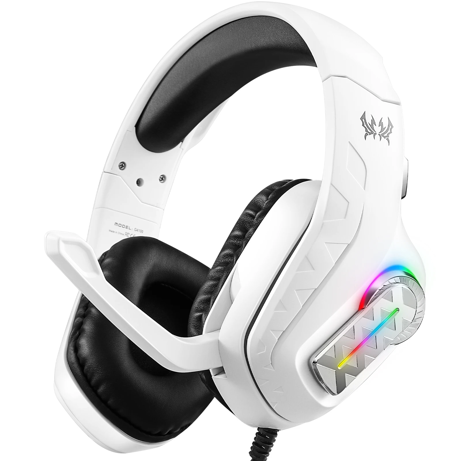 G4100 White Wired Gaming Headphones with Microphone & RGB - Image 3