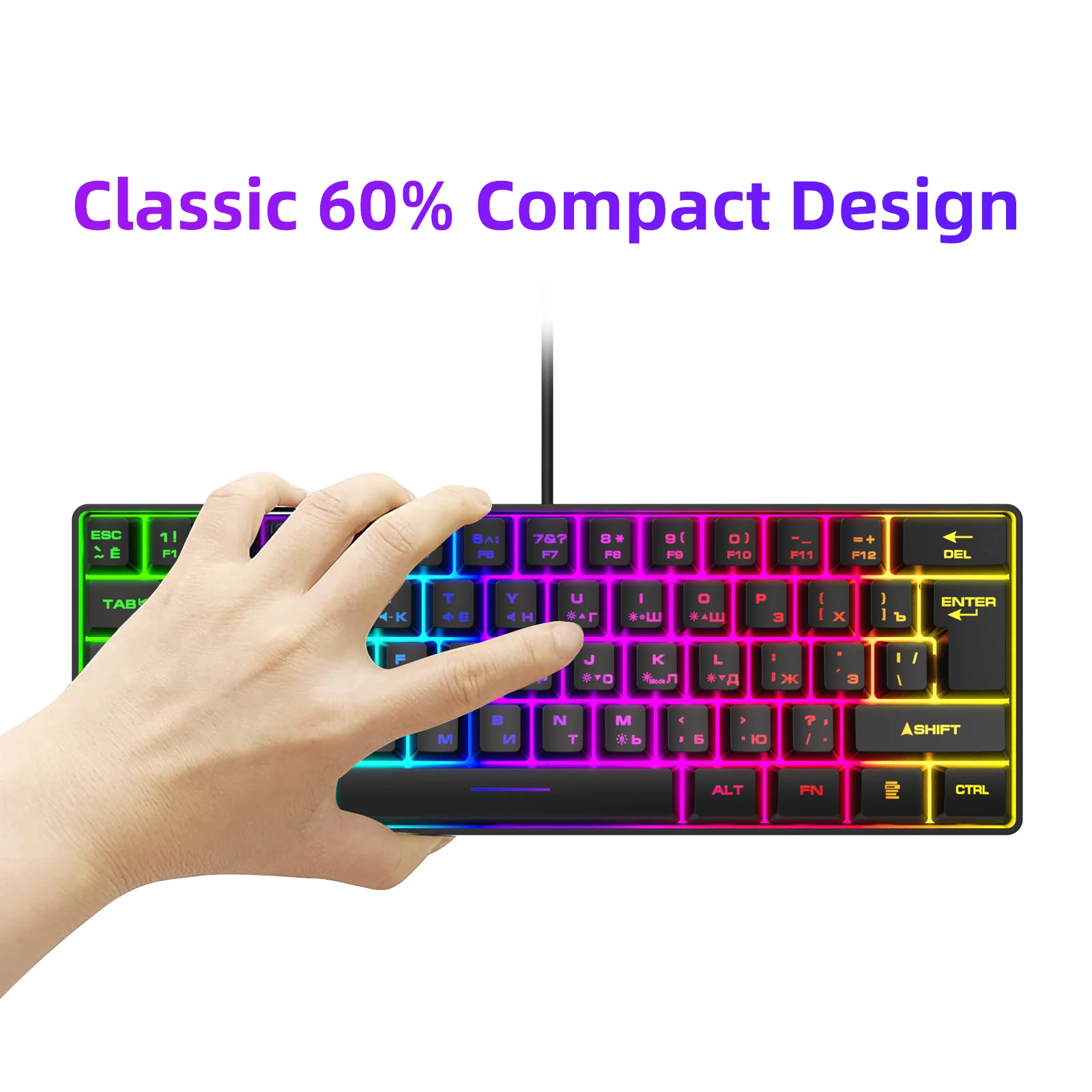 Compact RGB Mechanical Gaming Keyboard – Wired 61 Key Keyboard - Image 17