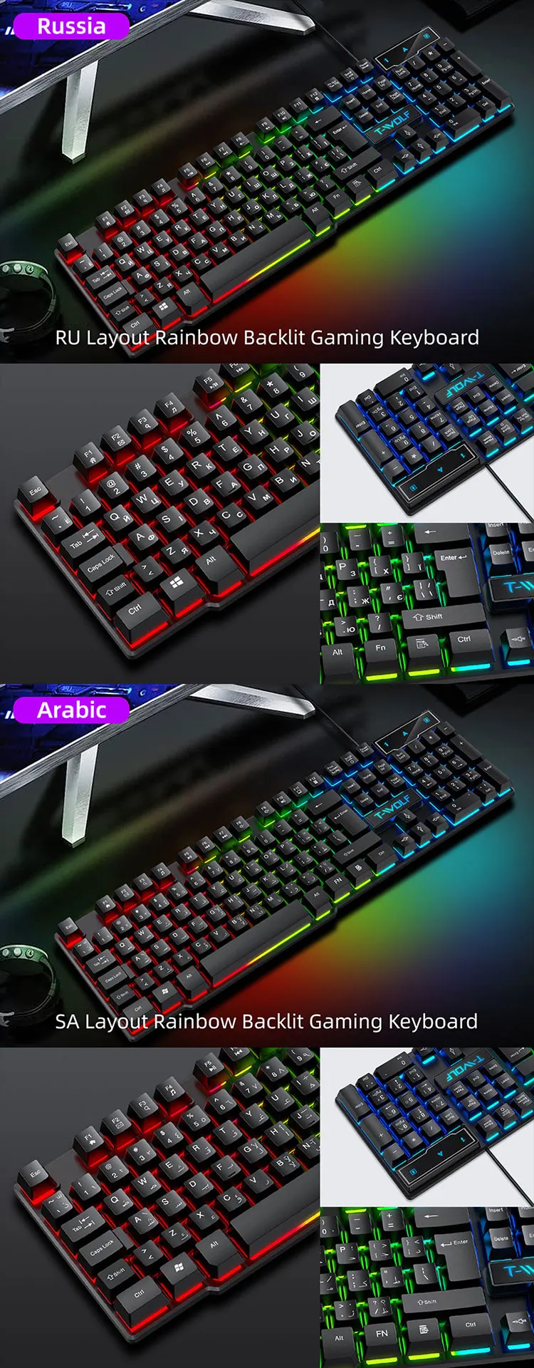 104 Key RGB Gaming Keyboard and Mouse Combo – Wired USB Backlit Gaming Set - Image 21