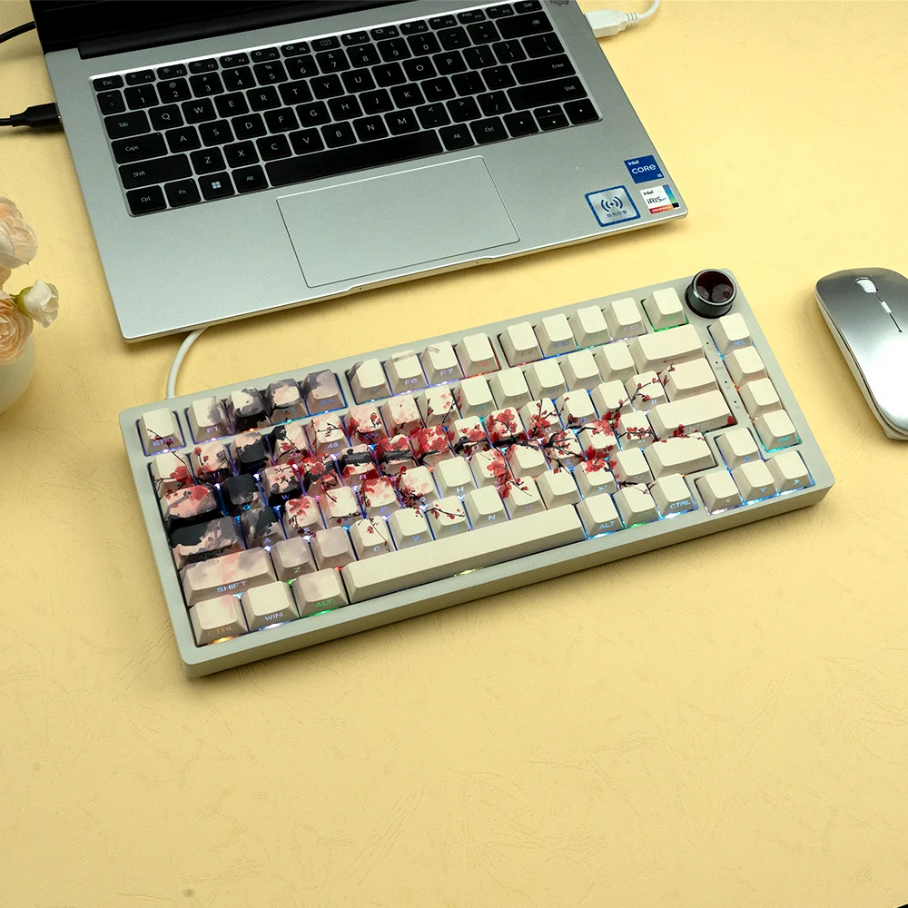 XVX Plum Blossom Cherry Profile PBT Keycaps – 131 Key Mechanical Keyboard Keycap Set - Image 25