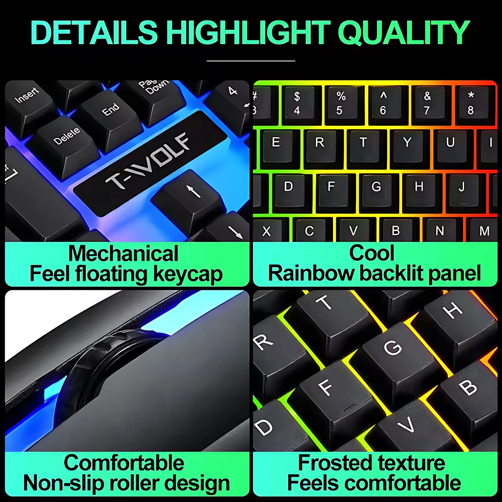New Wired Keyboard And Mouse Set Usb Luminous Mechanical Keyboard And Mouse Set For PC Laptop Computer Game Office - Image 2