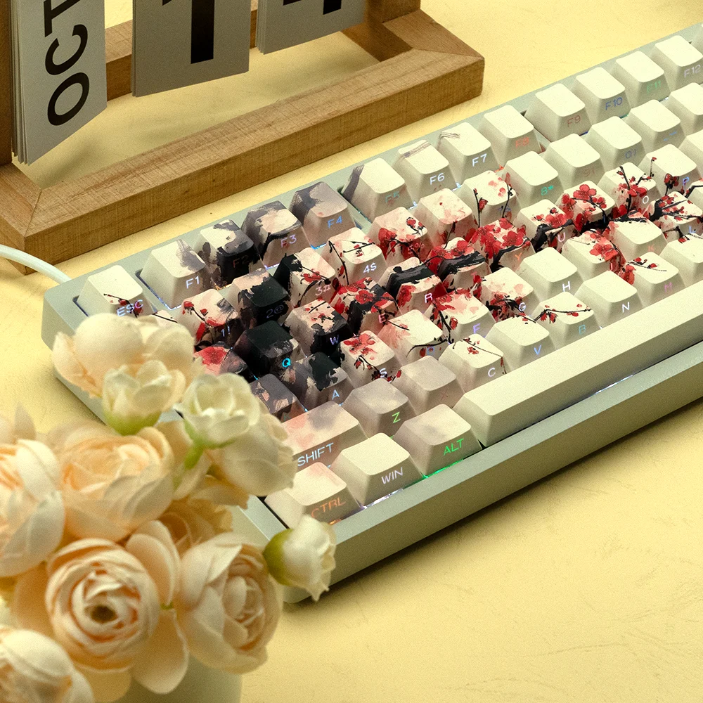 XVX Plum Blossom Cherry Profile PBT Keycaps – 131 Key Mechanical Keyboard Keycap Set - Image 26