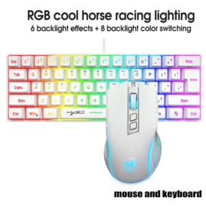 RGB Gaming Keyboard and Mouse Combo – 61 Key LED Backlit Wired Gaming Set