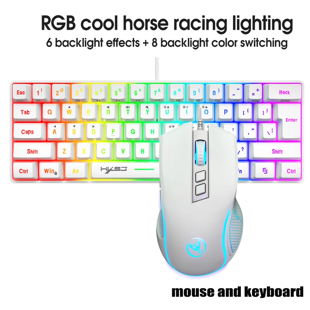 RGB Gaming Keyboard and Mouse Combo – 61 Key LED Backlit Wired Gaming Set