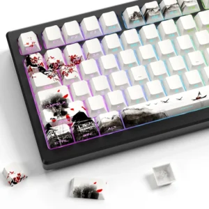 XVX Plum Blossom Cherry Profile PBT Keycaps – 131 Key Mechanical Keyboard Keycap Set