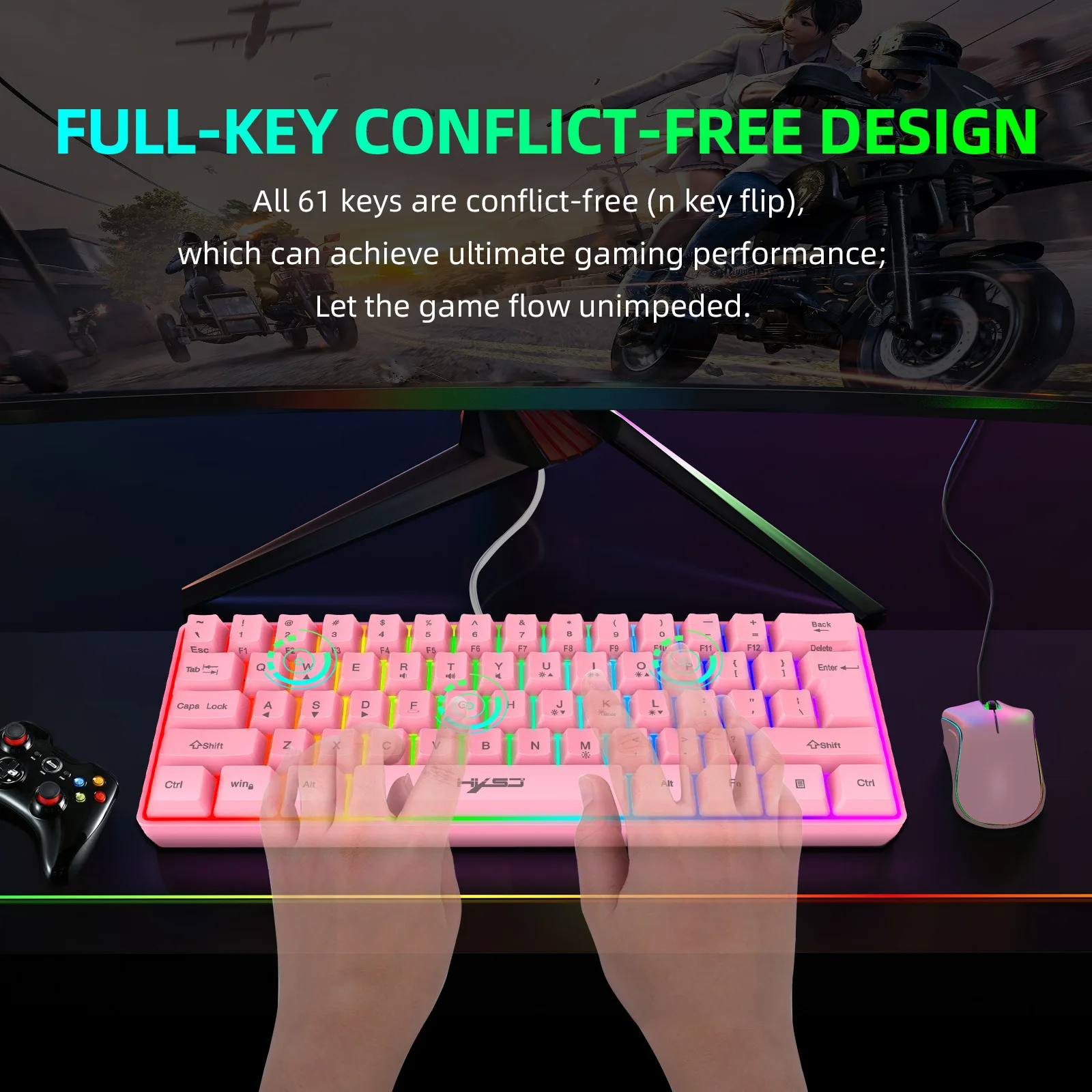 RGB Gaming Keyboard and Mouse Combo – 61 Key LED Backlit Wired Gaming Set - Image 16