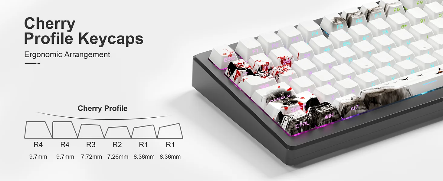 XVX Plum Blossom Cherry Profile PBT Keycaps – 131 Key Mechanical Keyboard Keycap Set - Image 18