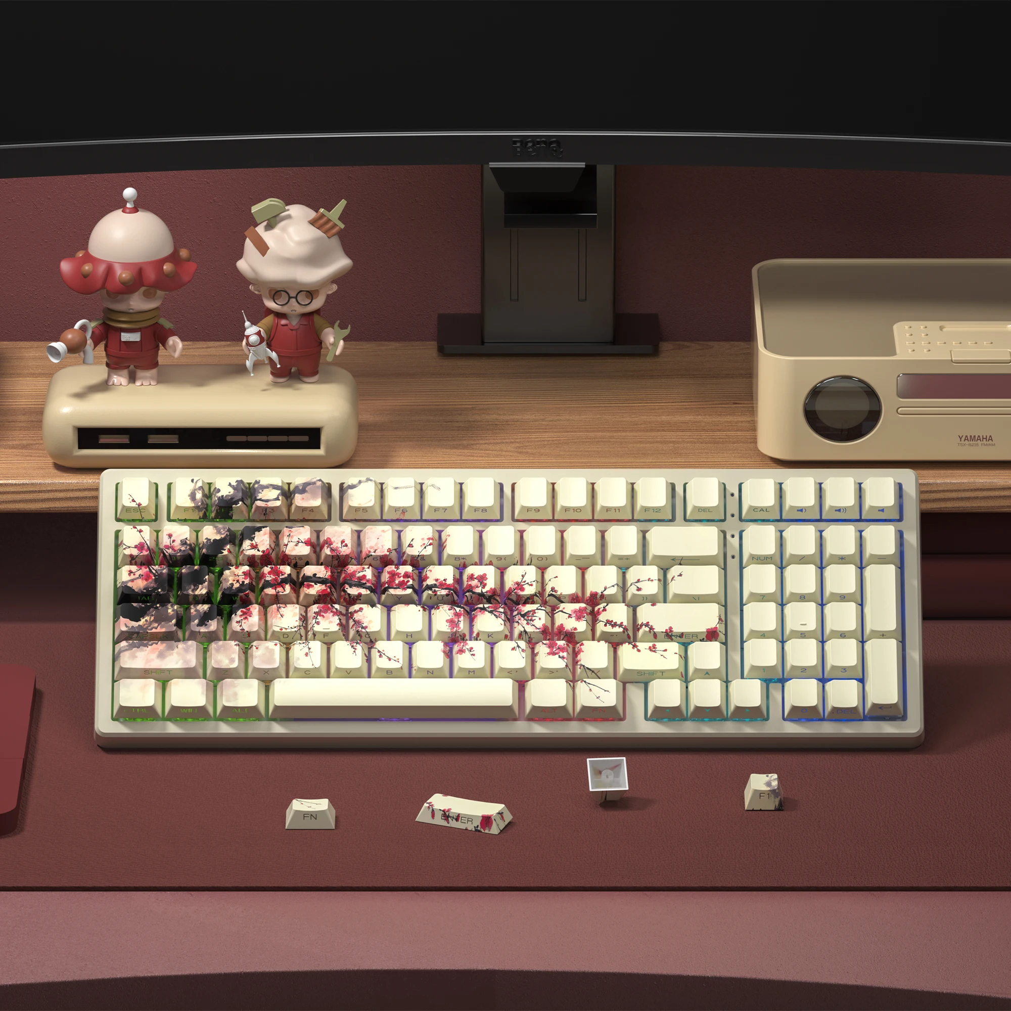 XVX Plum Blossom Cherry Profile PBT Keycaps – 131 Key Mechanical Keyboard Keycap Set - Image 24