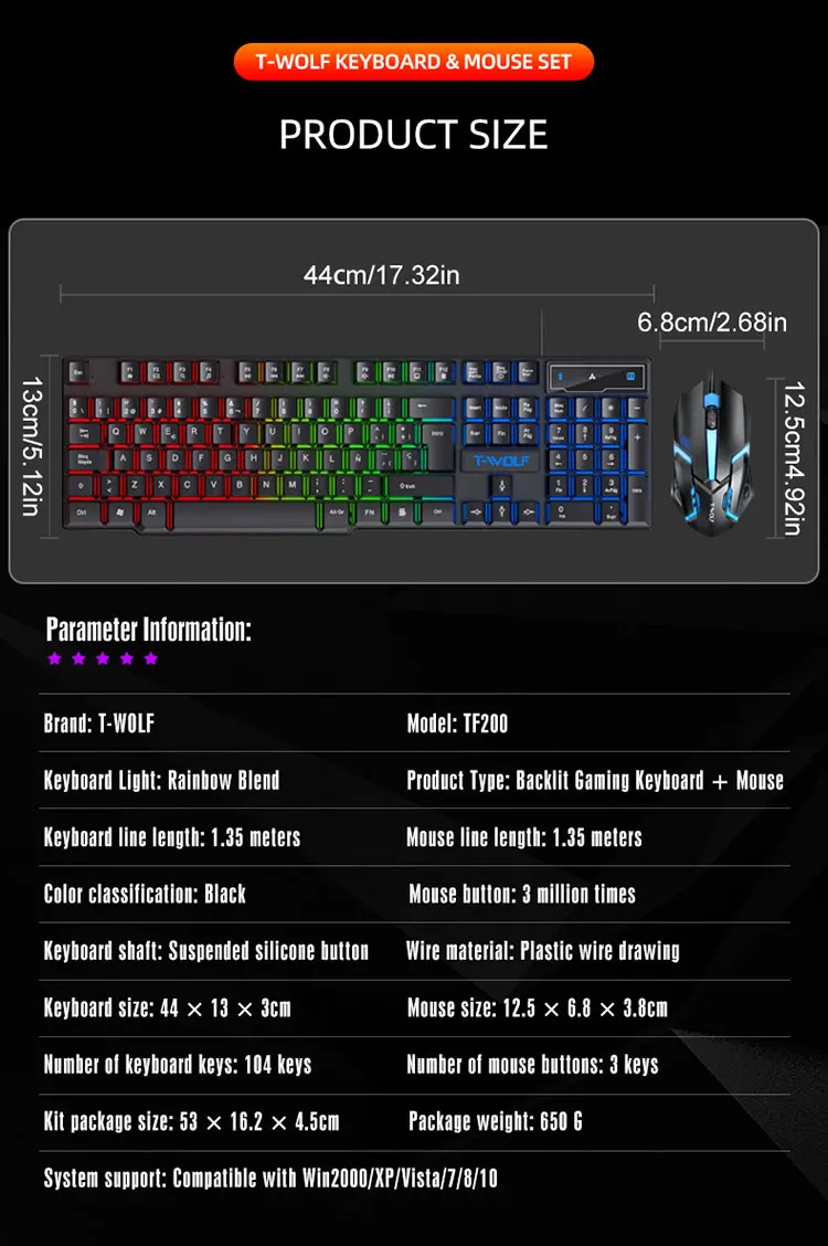 104 Key RGB Gaming Keyboard and Mouse Combo – Wired USB Backlit Gaming Set - Image 14
