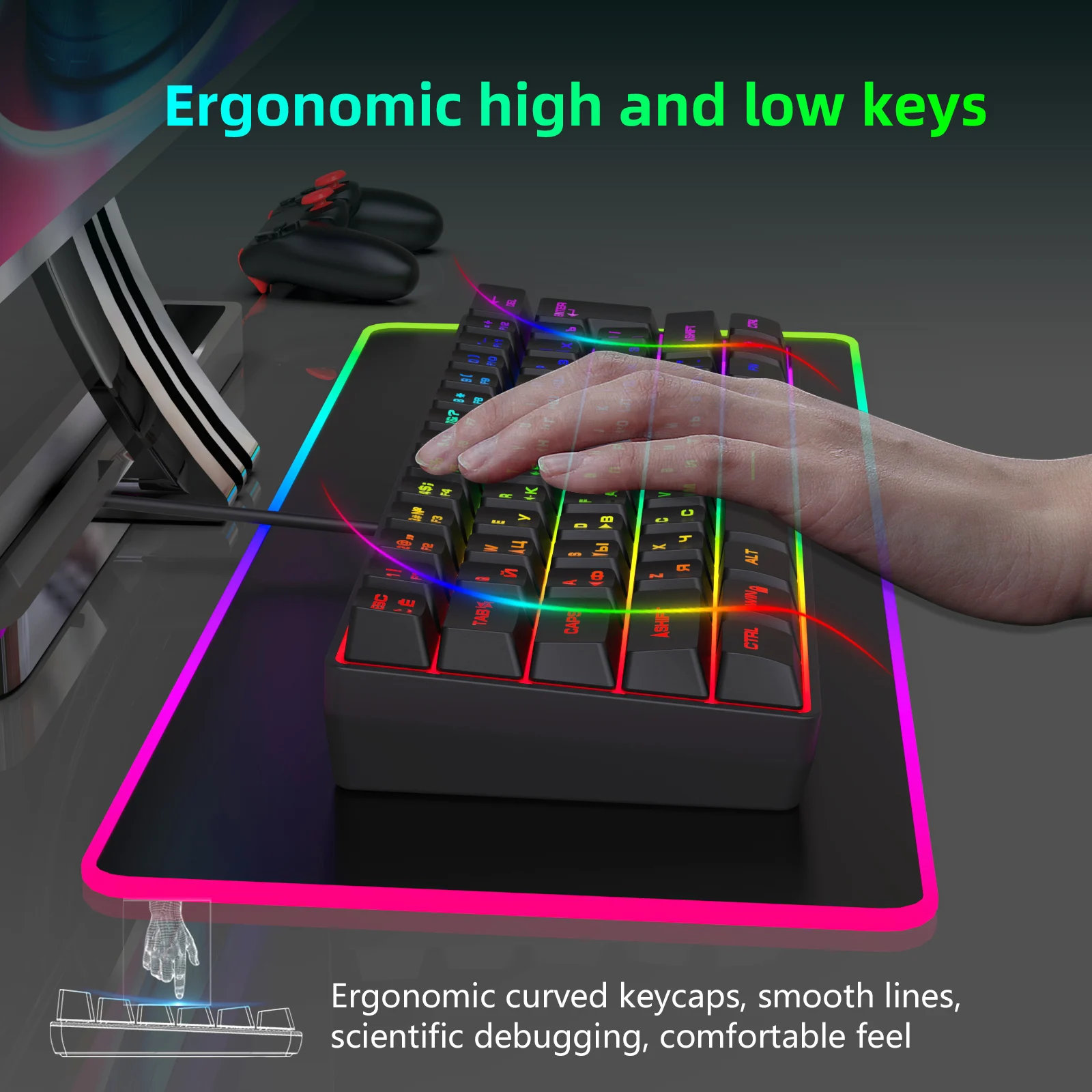 Compact RGB Mechanical Gaming Keyboard – Wired 61 Key Keyboard - Image 4