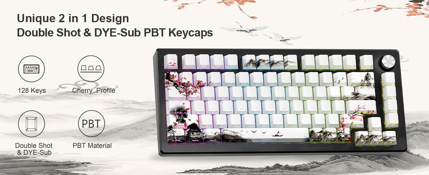 XVX Plum Blossom Cherry Profile PBT Keycaps – 131 Key Mechanical Keyboard Keycap Set - Image 15