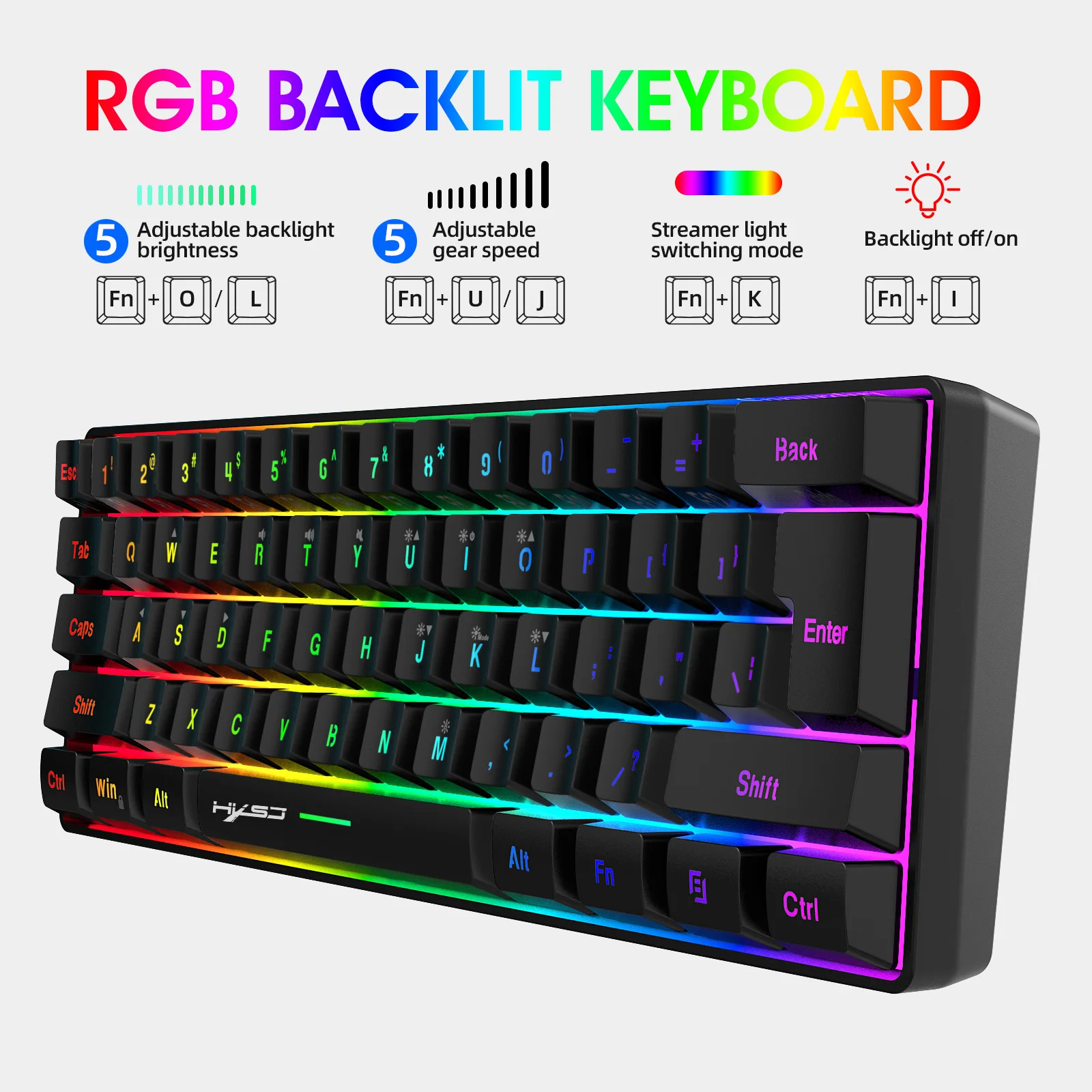 RGB Gaming Keyboard and Mouse Combo – 61 Key LED Backlit Wired Gaming Set - Image 3