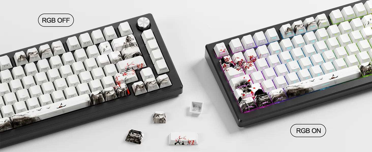 XVX Plum Blossom Cherry Profile PBT Keycaps – 131 Key Mechanical Keyboard Keycap Set - Image 16