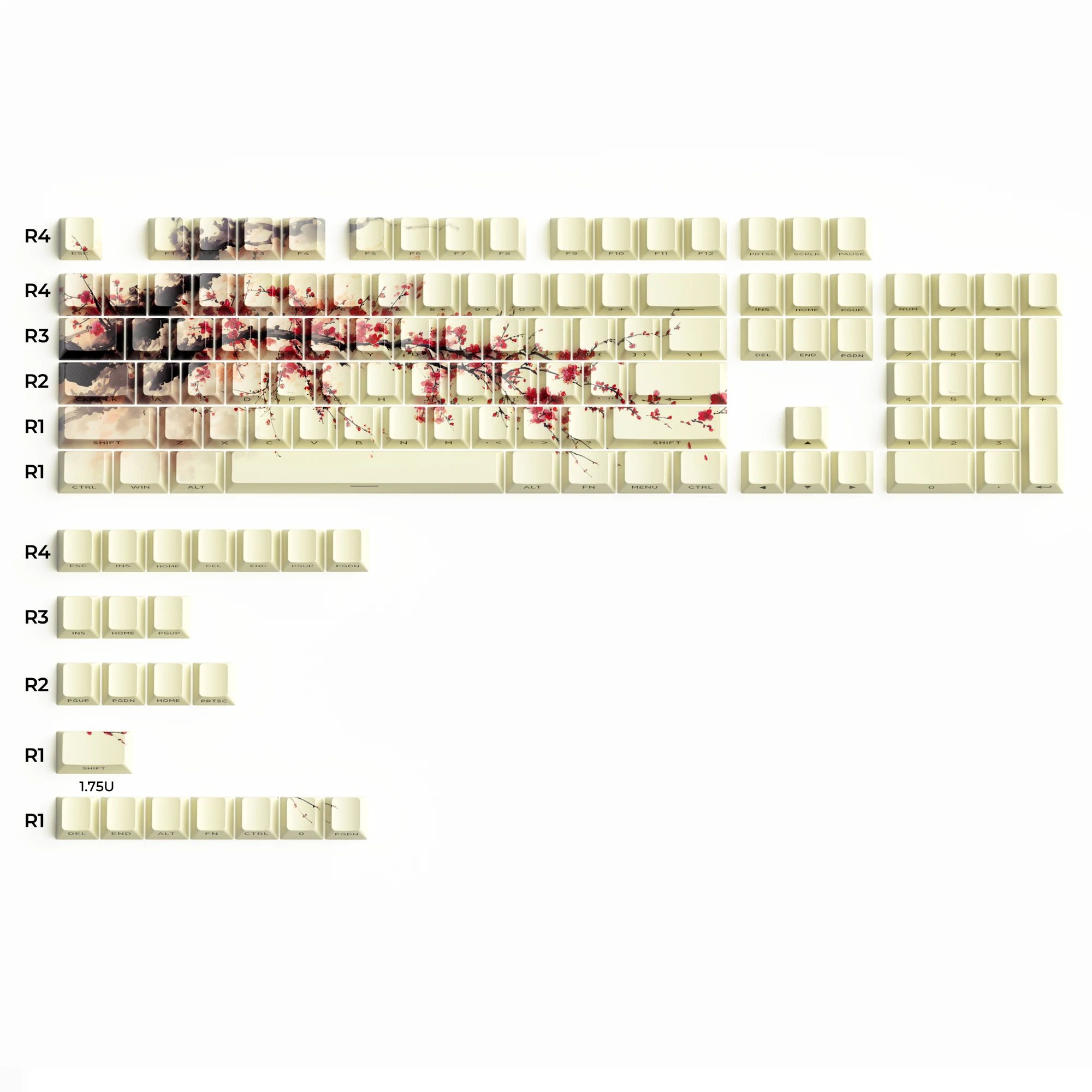 XVX Plum Blossom Cherry Profile PBT Keycaps – 131 Key Mechanical Keyboard Keycap Set - Image 7