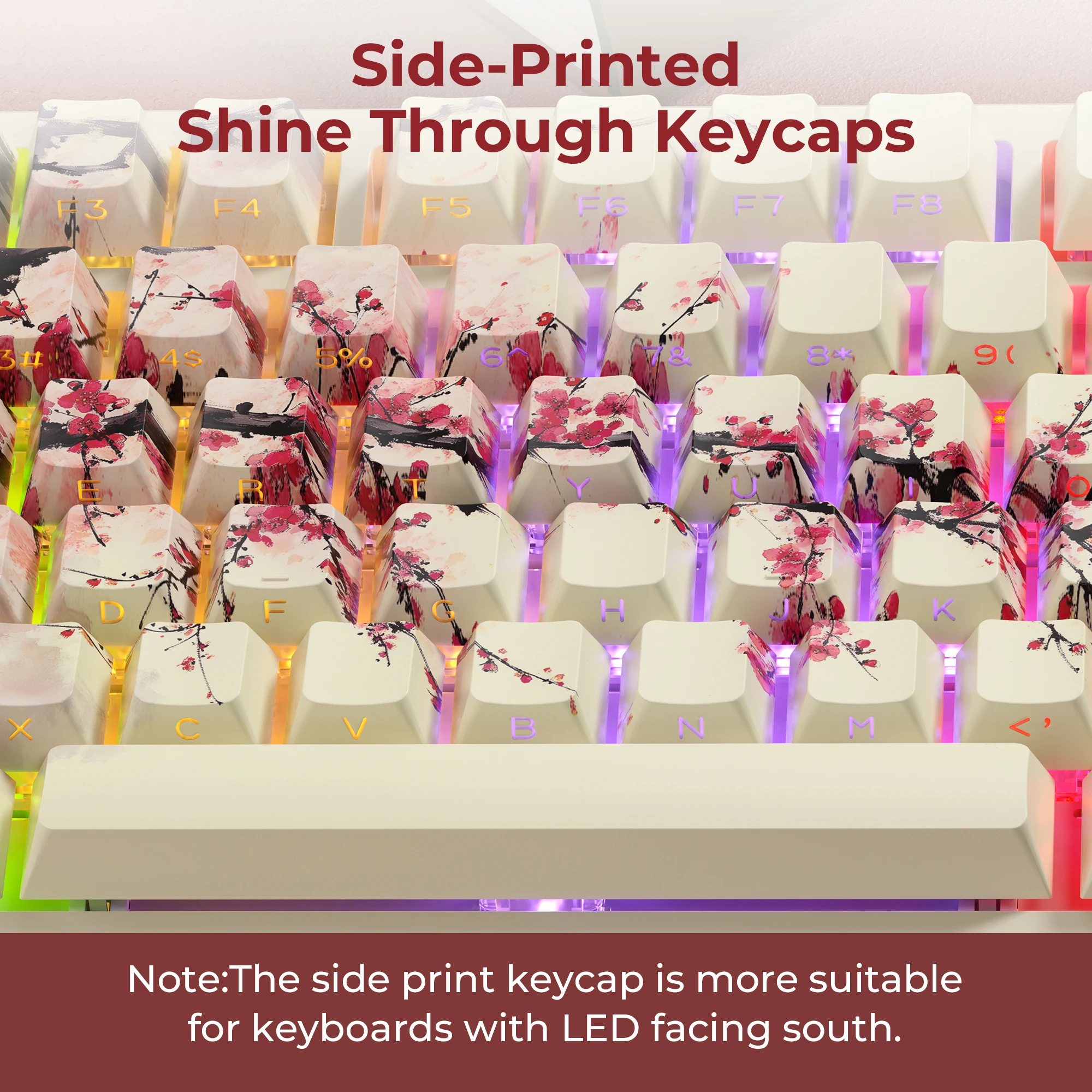 XVX Plum Blossom Cherry Profile PBT Keycaps – 131 Key Mechanical Keyboard Keycap Set - Image 21