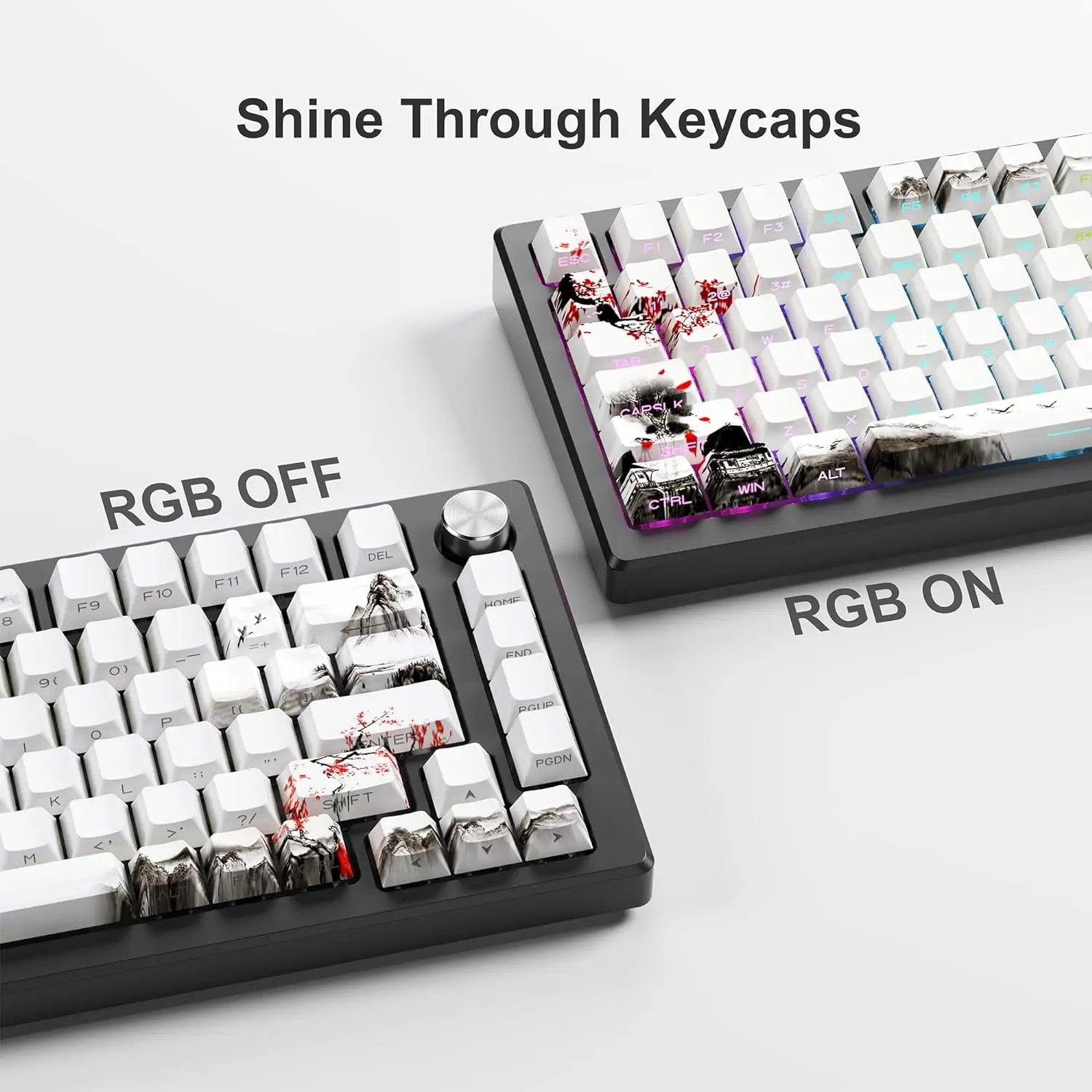 XVX Plum Blossom Cherry Profile PBT Keycaps – 131 Key Mechanical Keyboard Keycap Set - Image 2