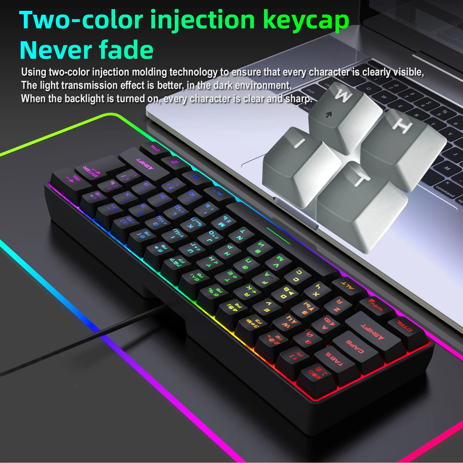 Compact RGB Mechanical Gaming Keyboard – Wired 61 Key Keyboard - Image 18