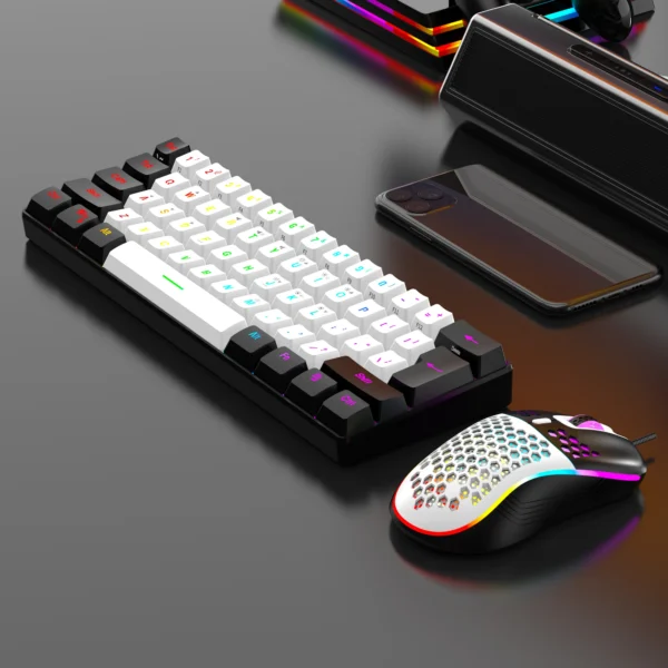 61 Key RGB Gaming Keyboard and Mouse Combo – Compact Wired Gaming Set