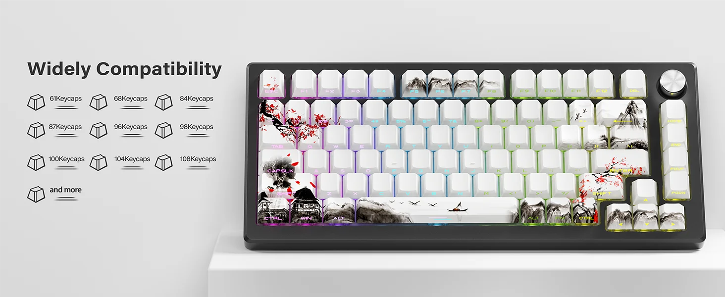 XVX Plum Blossom Cherry Profile PBT Keycaps – 131 Key Mechanical Keyboard Keycap Set - Image 19