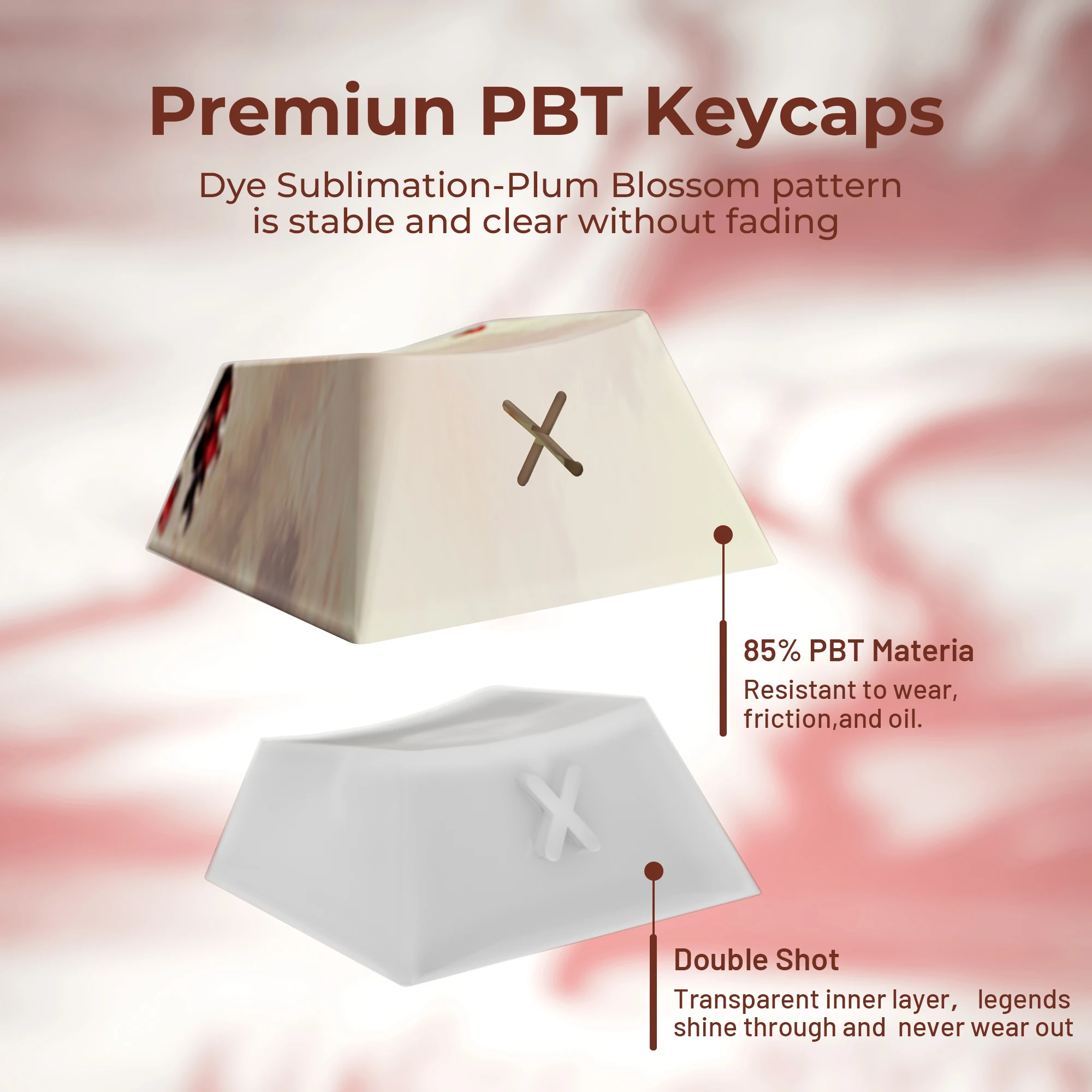 XVX Plum Blossom Cherry Profile PBT Keycaps – 131 Key Mechanical Keyboard Keycap Set - Image 23