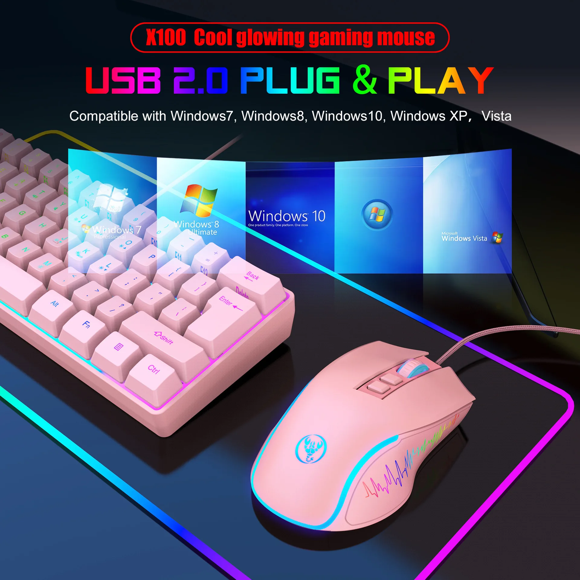 RGB Gaming Keyboard and Mouse Combo – 61 Key LED Backlit Wired Gaming Set - Image 20