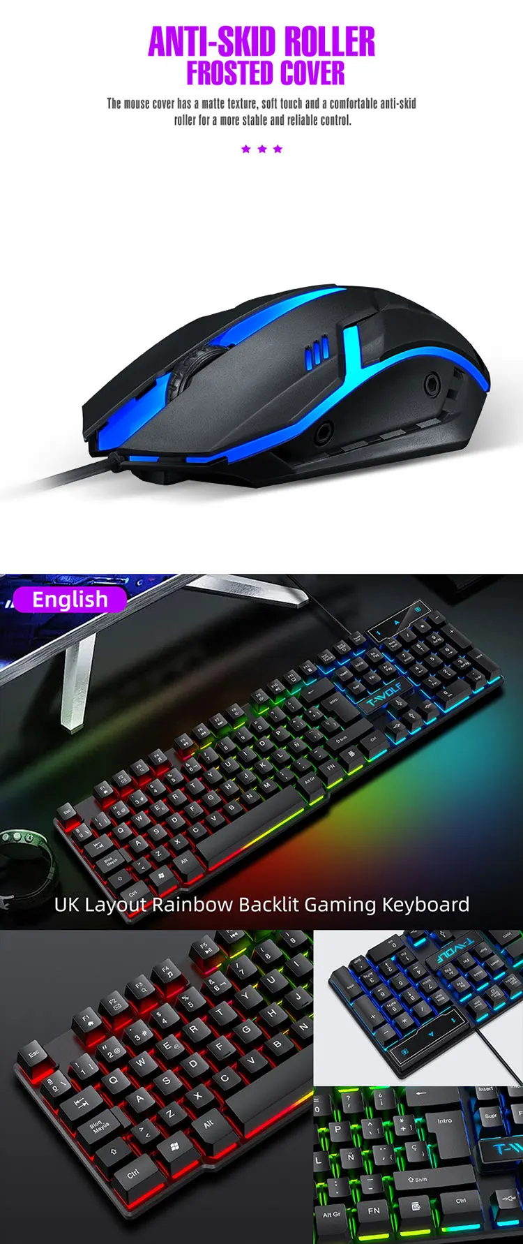 104 Key RGB Gaming Keyboard and Mouse Combo – Wired USB Backlit Gaming Set - Image 20
