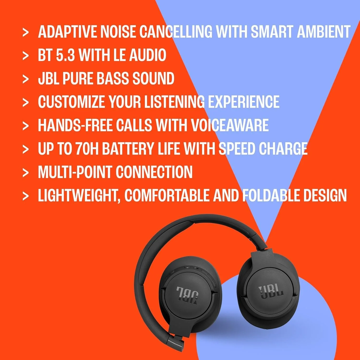 JBL Tune 770NC Wireless Over-Ear Headphones, Adaptive Noise Cancelling, Smart Ambient, Bluetooth 5.3 - Image 5