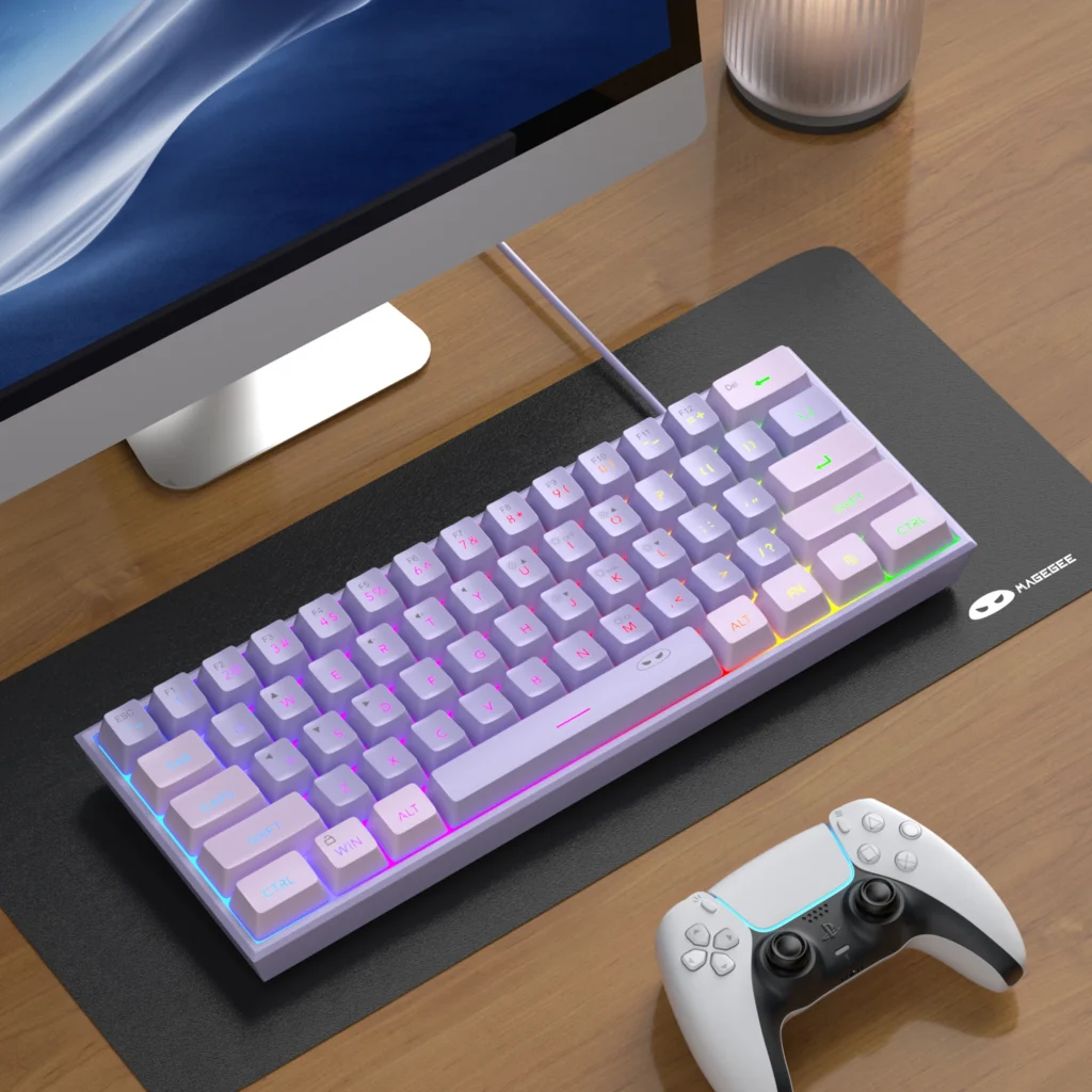 MageGee TS91 60% Gaming Keyboard 61 Keys RGB Backlit Mechanical Feeling Ergonomic for PC MAC PS4 Xbox One Gamer Office Use