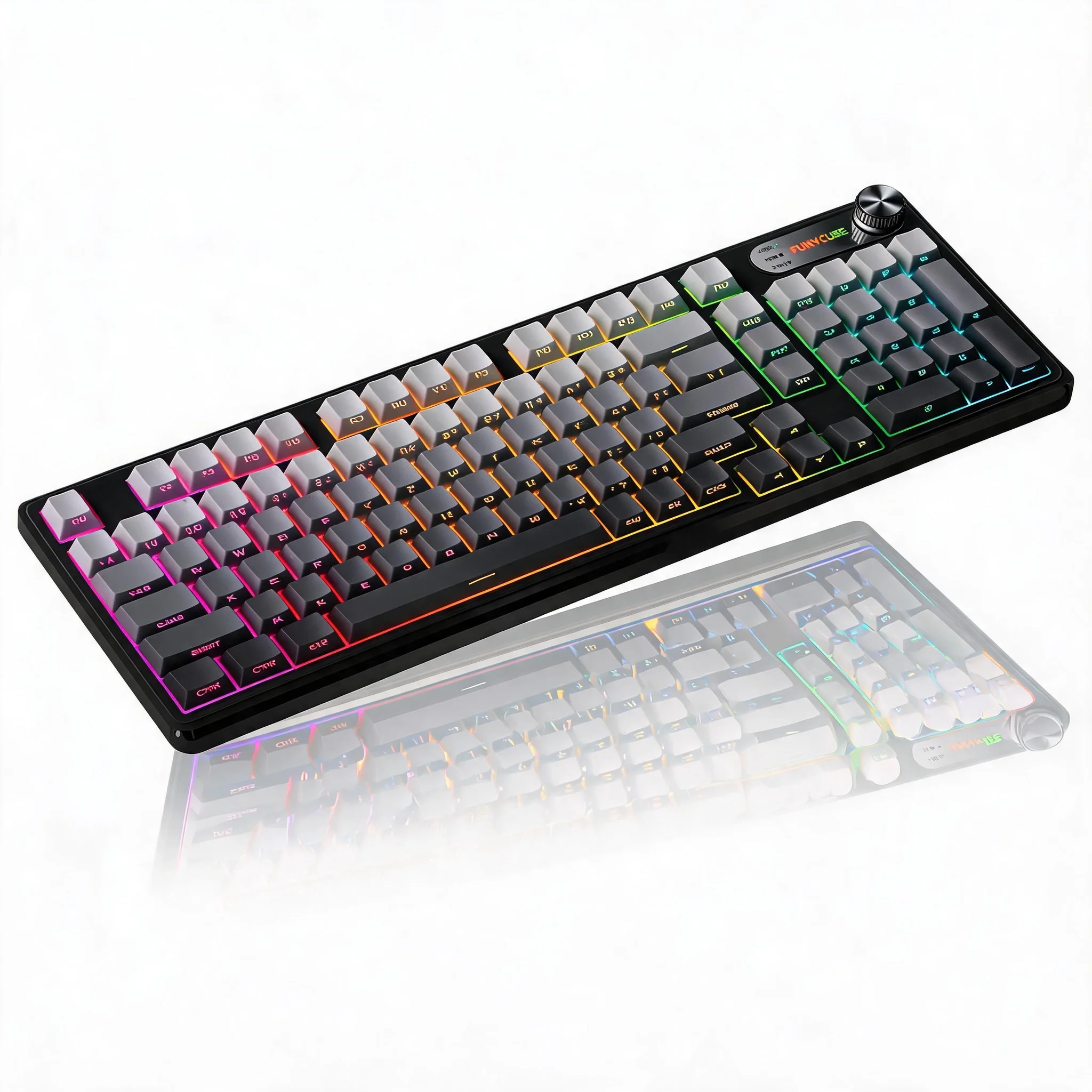 Tri-Mode Wireless Keyboard Mechanical Style 98 Keys Bluetooth 5.0 2.4GHz USB-C Silent Membrane with Multimedia Knob RGB Compact 1800 Layout for Windows Mac iPad Tablet Multi-Device - Image 7