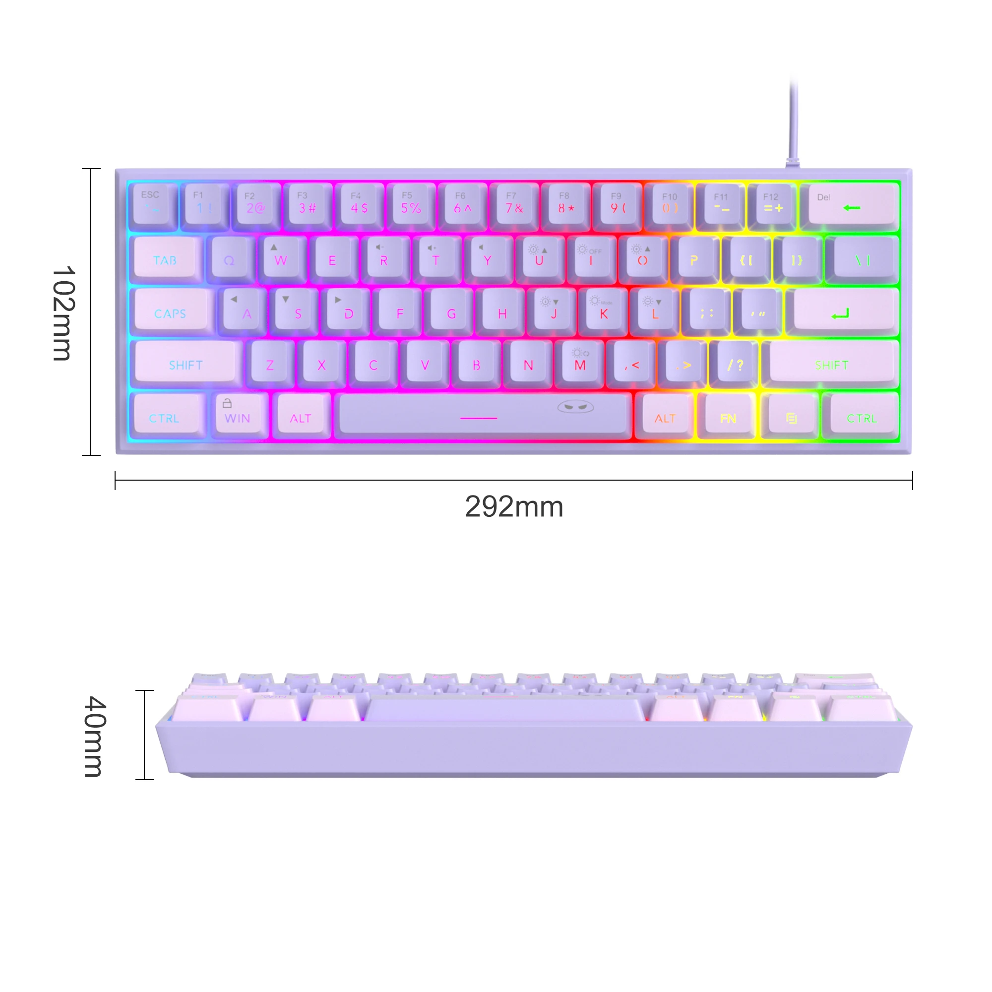 MageGee TS91 60% Gaming Keyboard 61 Keys RGB Backlit Mechanical Feeling Ergonomic for PC MAC PS4 Xbox One Gamer Office Use - Image 18
